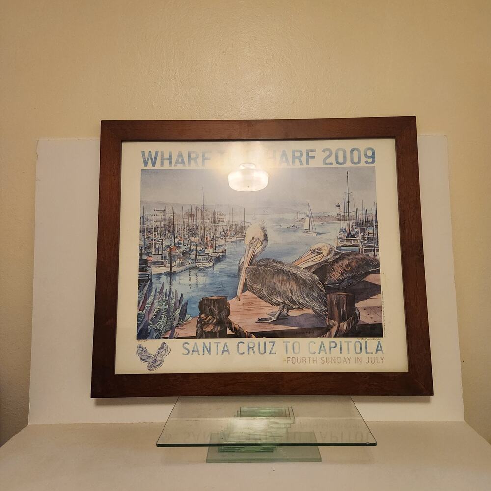 Signed 27.5x23.5 Karen Nevis 2009 Signed/Framed Print Wharf to Wharf Santa Cruz